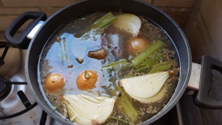 Beef broth ready to cook
